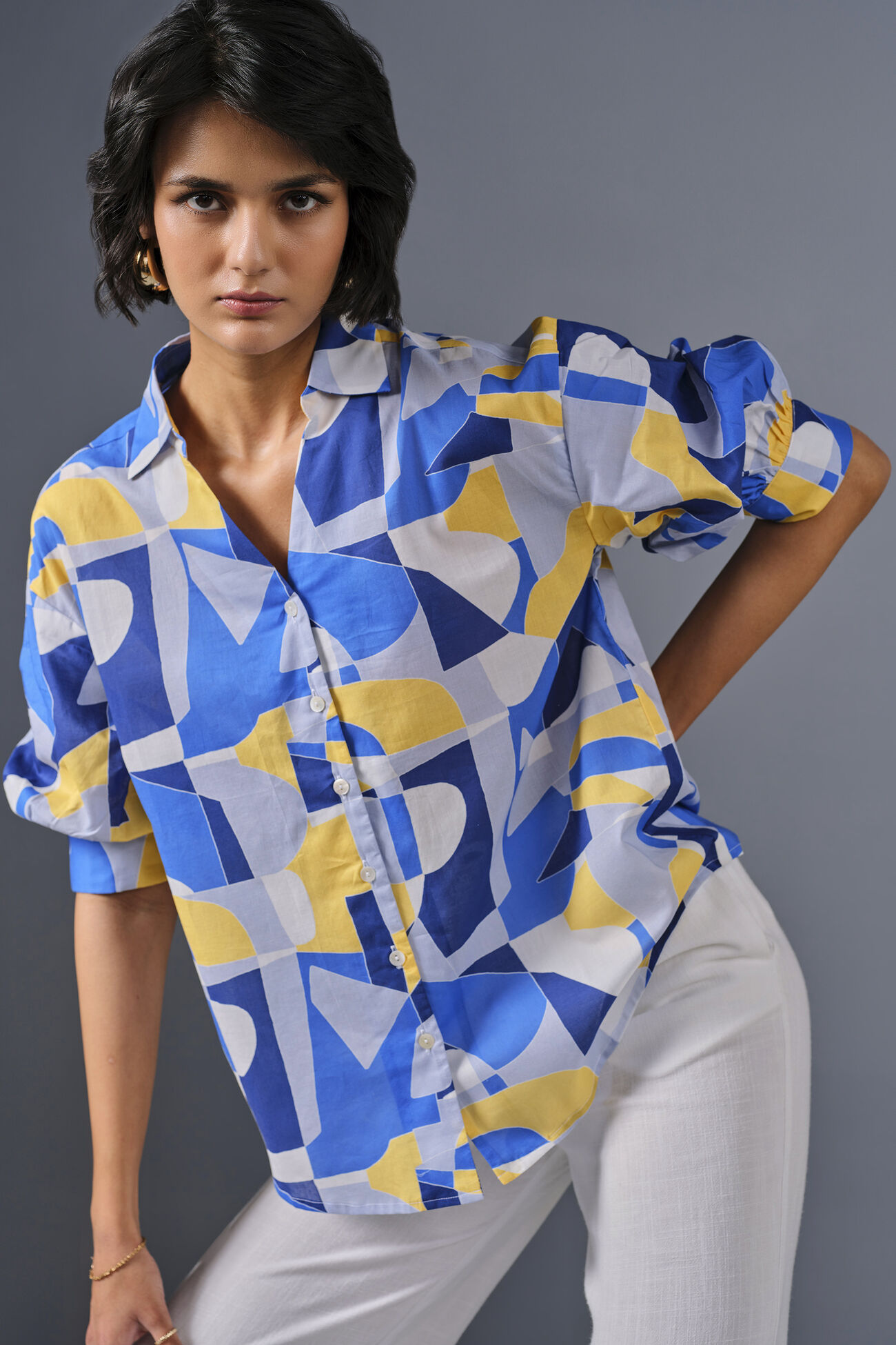 Work of Art Cotton Shirt, Blue, image 6